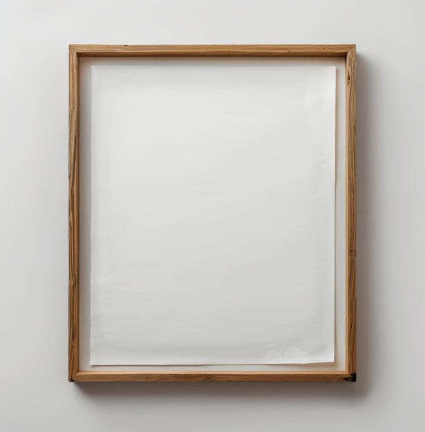 Illustration minimaliste cadre en bois vide avec papier blanc dans un style hyperréaliste IA générative