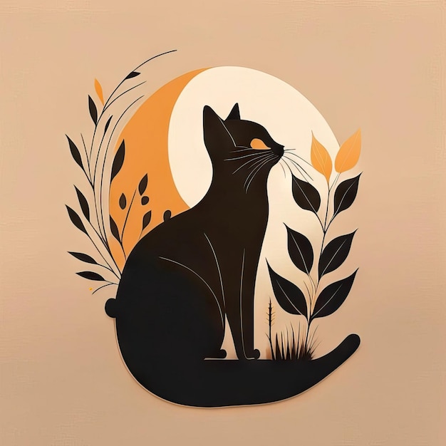 Illustration minimaliste de chat