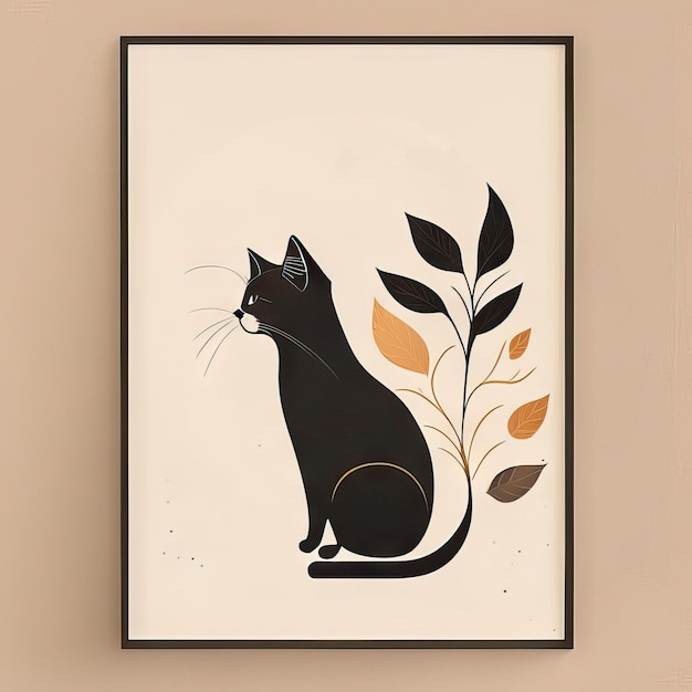 Illustration minimaliste de chat