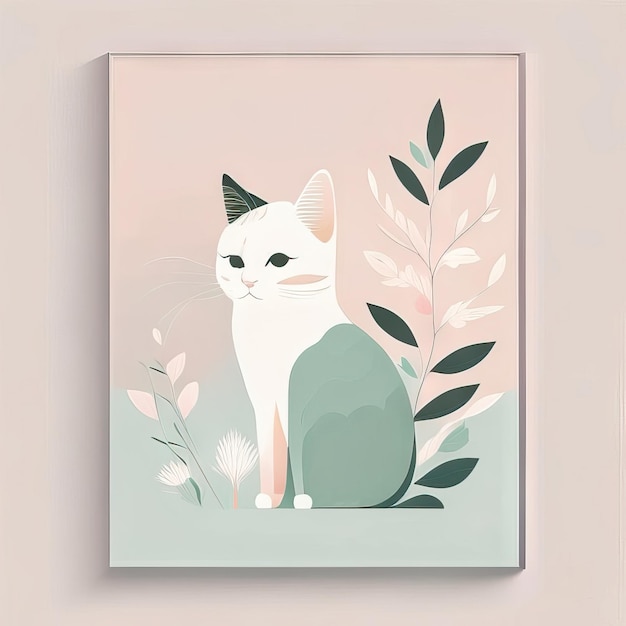 Illustration minimaliste de chat