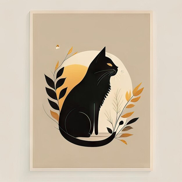 Illustration minimaliste de chat