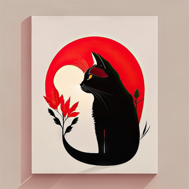 Illustration minimaliste de chat