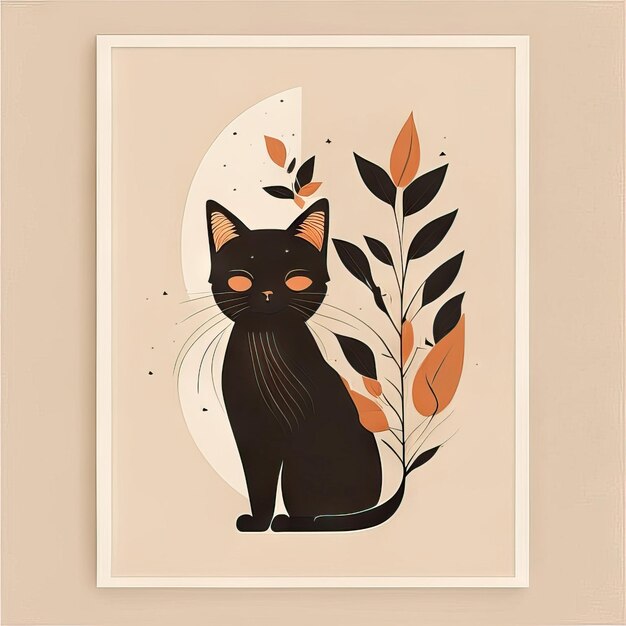 Illustration minimaliste de chat