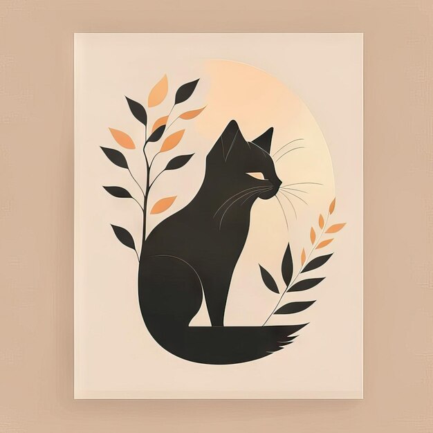 Illustration minimaliste de chat