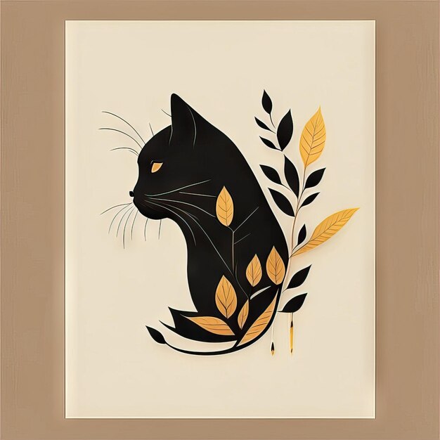 Illustration minimaliste de chat