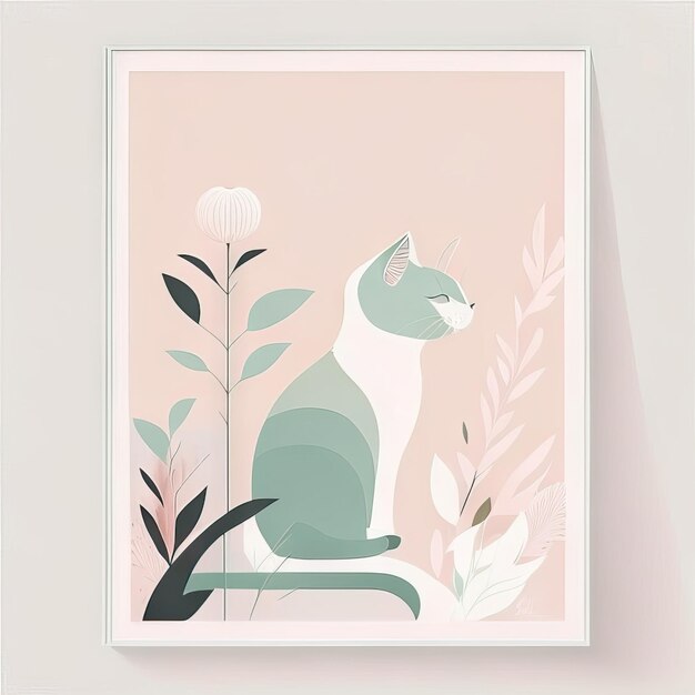 Illustration minimaliste de chat