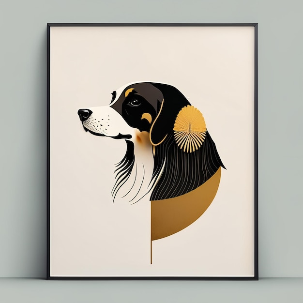 Illustration minimaliste du chien avec des éléments de couleurs douces IA générative