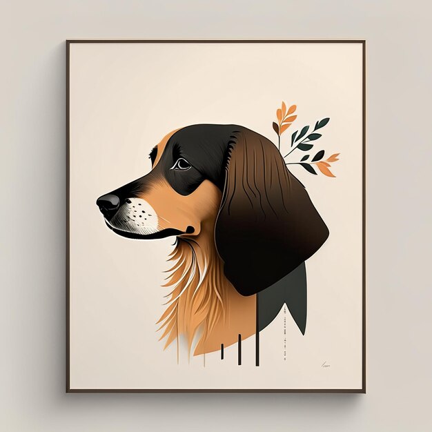 Illustration minimaliste du chien avec des éléments de couleurs douces IA générative