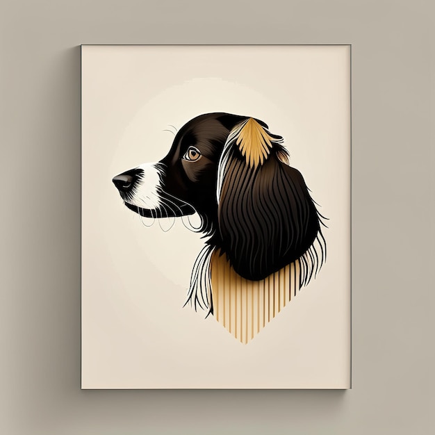 Illustration minimaliste du chien avec des éléments de couleurs douces IA générative