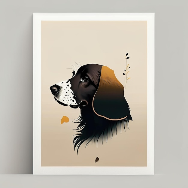 Illustration minimaliste du chien avec des éléments de couleurs douces IA générative