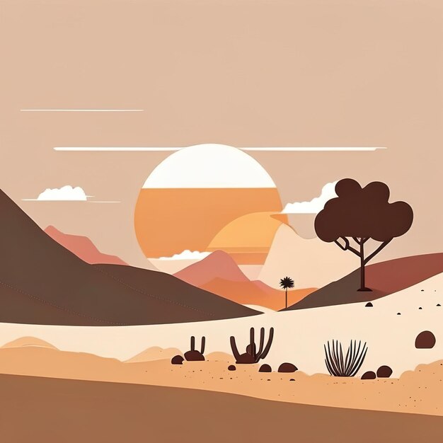 Illustration minimaliste du désert avec des couleurs douces IA générative