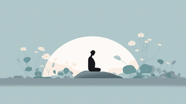 Illustration minimaliste du jardin zen