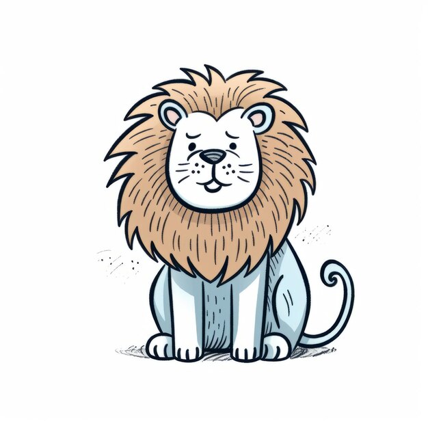 Illustration minimaliste du lion gris dans le style de la bande dessinée