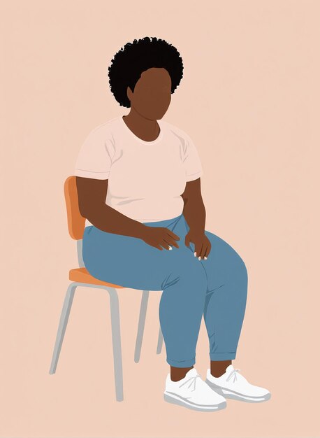 Illustration minimaliste d'une femme assise sur une chaise