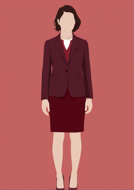 Illustration minimaliste d'une femme en costume d'affaires et en jupe