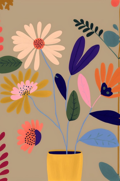 Illustration minimaliste de la fleur et de la beauté Generative Ai