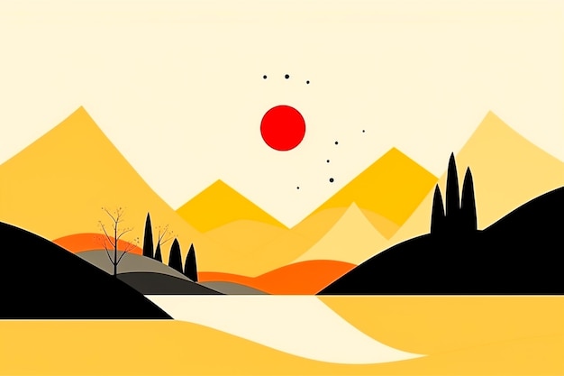 Photo illustration minimaliste fond abstrait naturel avec des montagnes