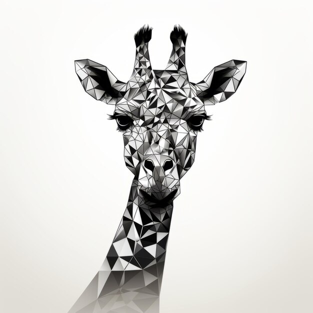 Illustration minimaliste de girafe en noir et blanc