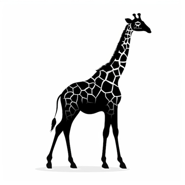 Illustration minimaliste de girafe en noir et blanc