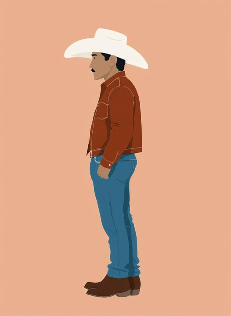 Illustration minimaliste d'un homme dans un chapeau de cow-boy