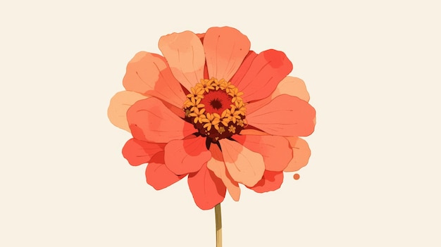 Illustration minimaliste de Zinnia sur un fond simple AI générative