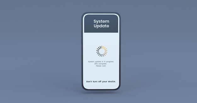 illustration de mise à jour du système mobile sur fond noir rendu 3D