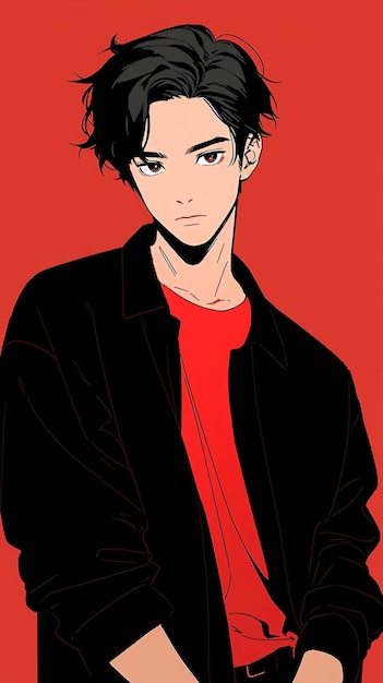 Illustration de mode anime dessin animé dessiné à la main d'un beau beau garçon