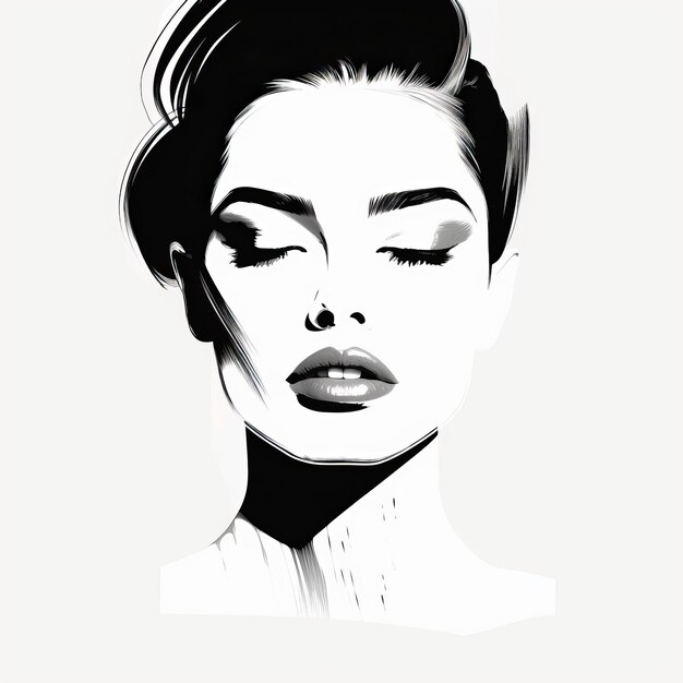 Illustration de mode de beauté minimaliste avec un glamour hollywoodien grincheux