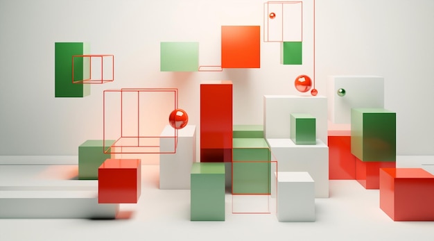 Illustration mode boîte murale objet rose rendu géométrique produit scène art vide moderne cube formes fond ensemble espace abstrait studio design minimal