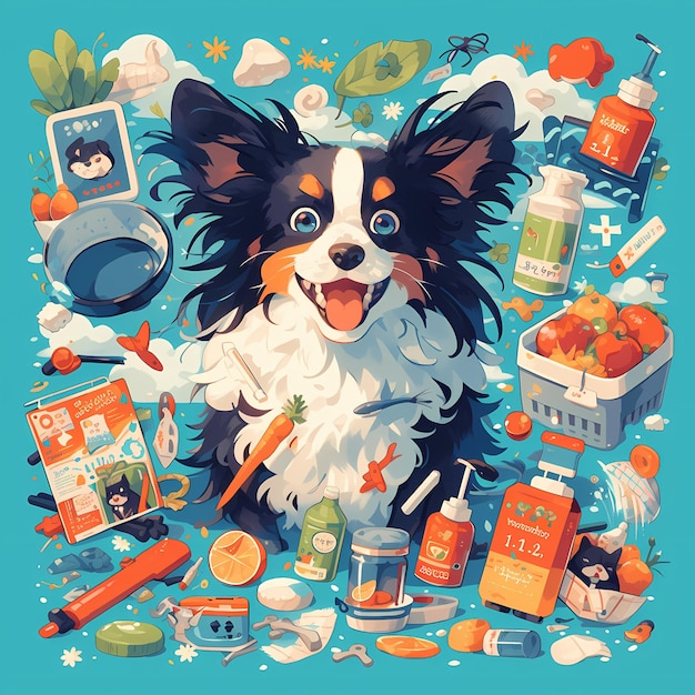 Illustration d'un mode de vie sain pour les animaux de compagnie