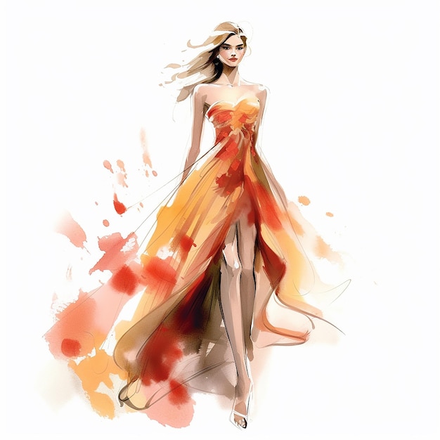 Illustration de mode waman en robe de cocktail