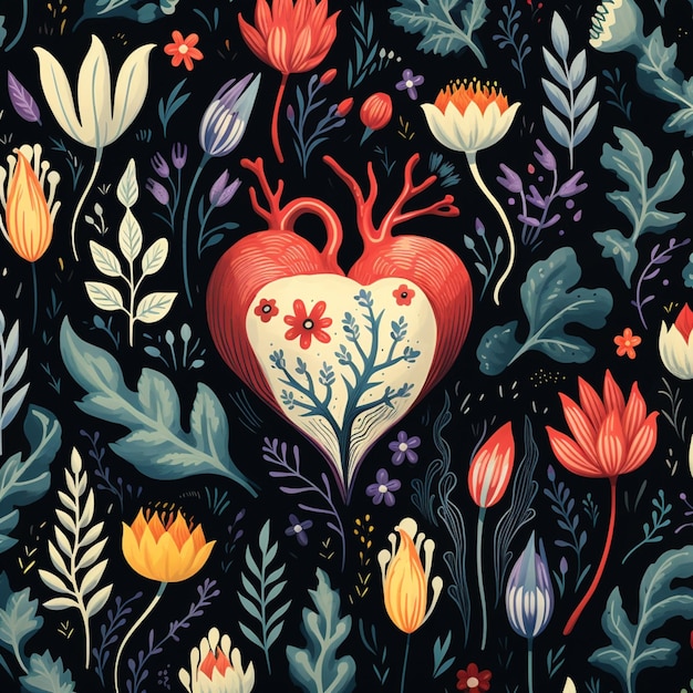 Illustration de modèle de fleur de coeur