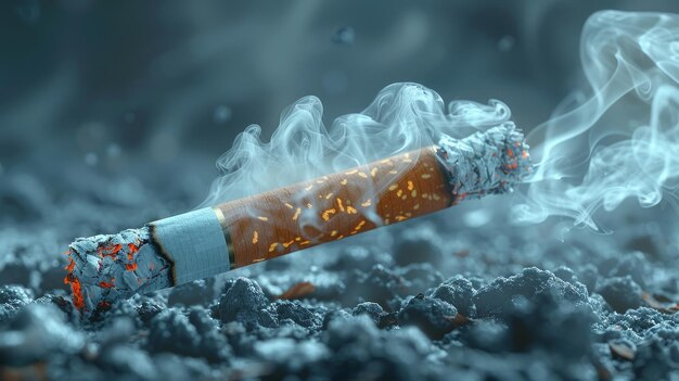 Photo illustration moderne d'une affiche de la journée mondiale sans tabac représentant la fumée de cigarette sortant d'un poumon