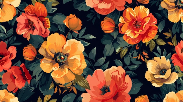Illustration moderne florale fluide dans un motif sans couture Arrière-plan élégant sans coutures