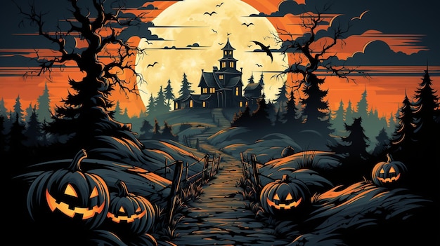 illustration moderne représentant le jour d'Halloween