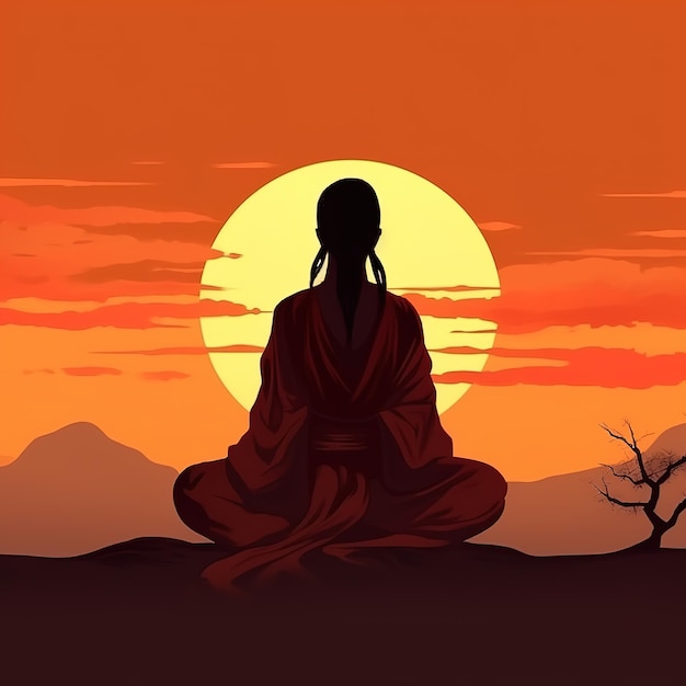 une illustration de moine bouddhiste