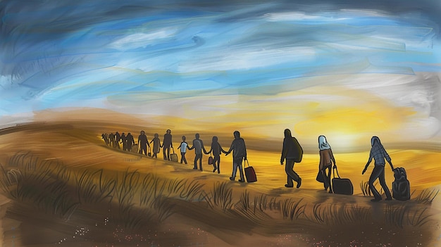 illustration mondiale des réfugiés pour la journée internationale des réfugiés