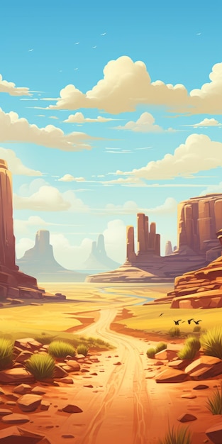 Illustration de la montagne du désert Grandeur d'échelle et style de pâte d'aventure