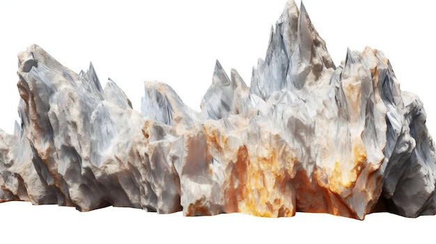 Illustration d'une montagne avec des rochers et des pierres isolés sur un fond blanc