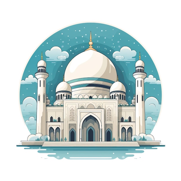 Illustration de la mosquée sur fond de ciel bleu