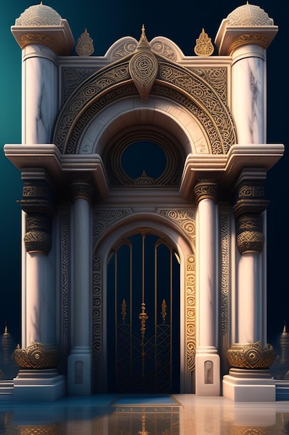 Illustration de la mosquée islamique de l'Aïd al Adha Lanternes arabes et arrière-plan islamique Histoire arabe 3d