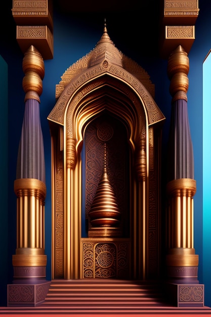 Illustration de la mosquée islamique de l'Aïd al Adha Lanternes arabes et arrière-plan islamique Histoire arabe 3d