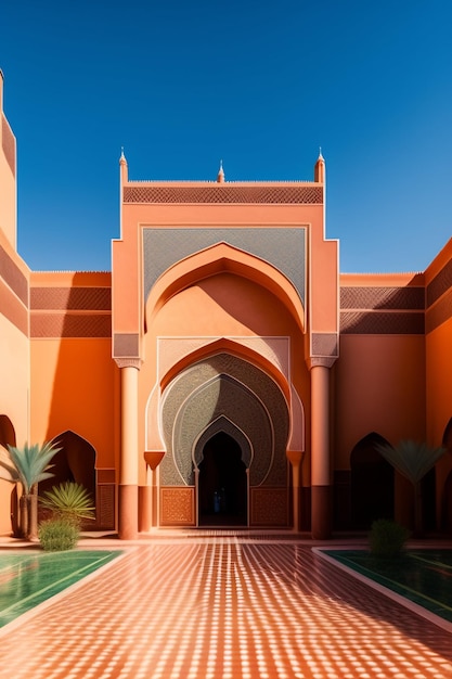 Illustration de la mosquée islamique de l'Aïd al Adha Lanternes arabes et arrière-plan islamique Histoire arabe 3d