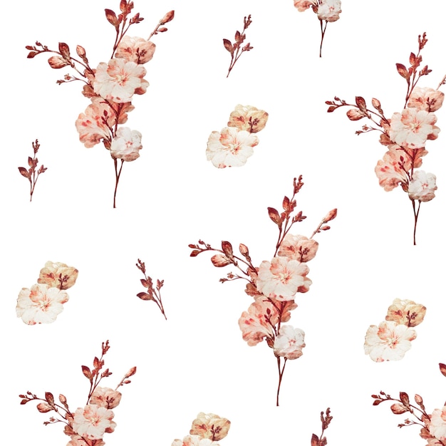 Illustration de motif floral sans couture vintage en png transparent