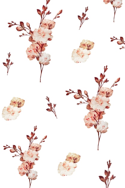 Illustration de motif floral sans couture vintage en png transparent