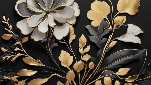 illustration d'un motif sans couture avec des feuilles dorées brillantes ou un vecteur floral