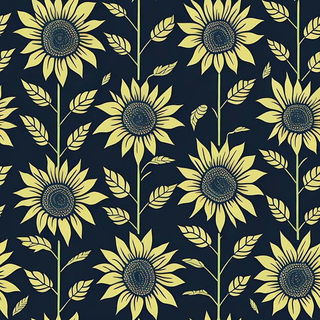 Illustration de motifs sans couture de tournesols IA générative