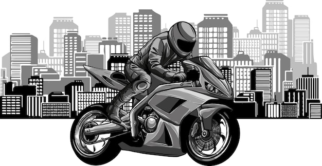 illustration d'une moto sur le fond de la ville