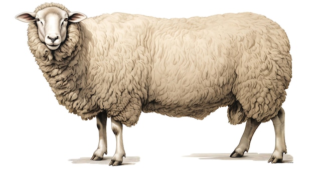 Photo illustration de mouton de graisse corporelle complète sur fond blanc sans arrière-plan