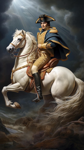 illustration de Napoléon Bonaparte à cheval avec un dos naturel